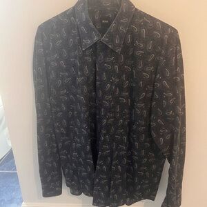 BOSS Men's Navy Paisley Shirt